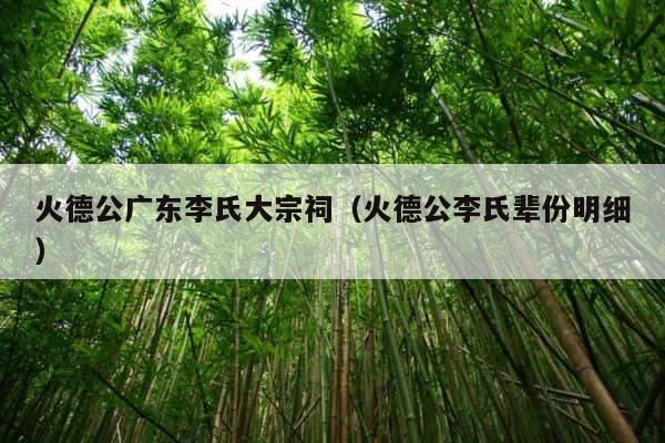 火德公广东李氏大宗祠（火德公李氏辈份明细） 第1张