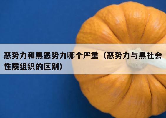 恶势力和黑恶势力哪个严重（恶势力与黑社会性质组织的区别） 第1张