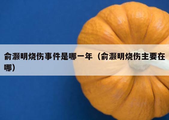 俞灏明烧伤事件是哪一年（俞灏明烧伤主要在哪） 第1张