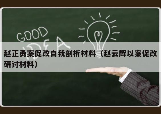 赵正勇案促改自我剖析材料（赵云辉以案促改研讨材料） 第1张