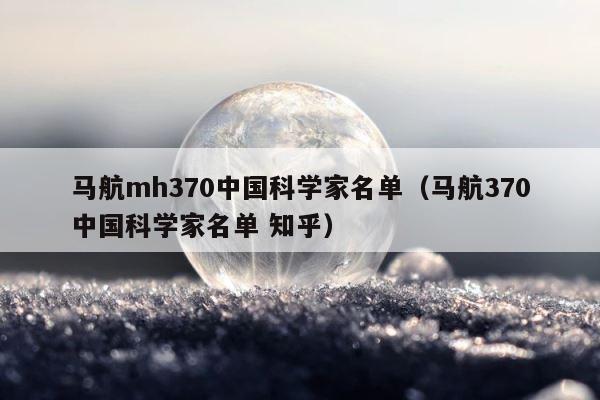 马航mh370中国科学家名单（马航370中国科学家名单 知乎） 第1张