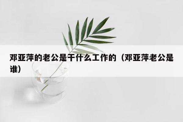 邓亚萍的老公是干什么工作的（邓亚萍老公是谁） 第1张