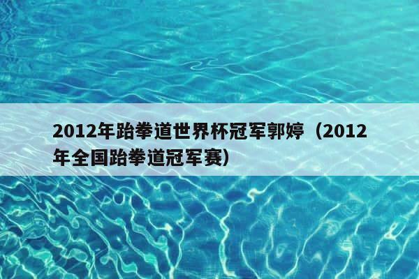 2012年跆拳道世界杯冠军郭婷（2012年全国跆拳道冠军赛） 第1张