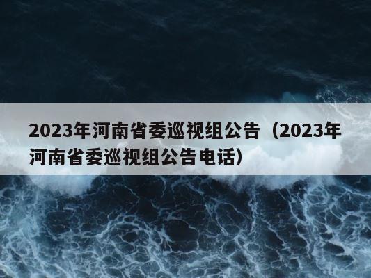 2023年河南省委巡视组公告（2023年河南省委巡视组公告电话） 第1张