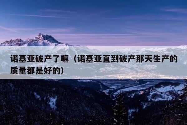 诺基亚破产了嘛（诺基亚直到破产那天生产的质量都是好的） 第1张