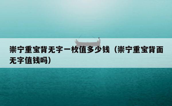 崇宁重宝背无字一枚值多少钱（崇宁重宝背面无字值钱吗） 第1张