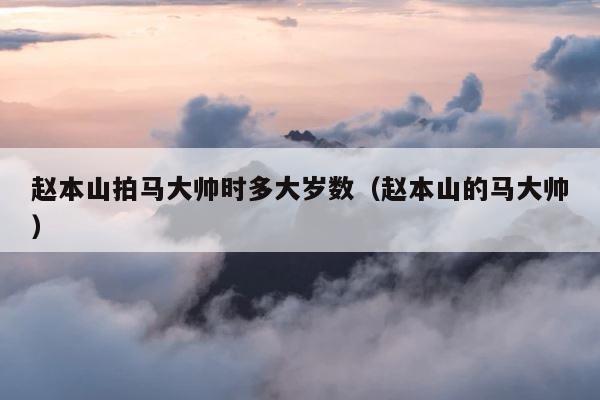 赵本山拍马大帅时多大岁数（赵本山的马大帅） 第1张