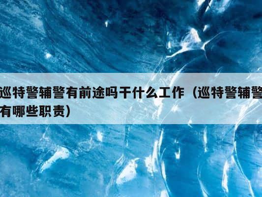 巡特警辅警有前途吗干什么工作（巡特警辅警有哪些职责） 第1张