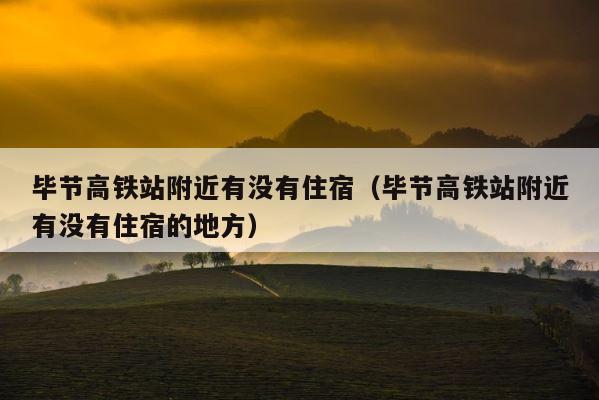 毕节高铁站附近有没有住宿（毕节高铁站附近有没有住宿的地方） 第1张