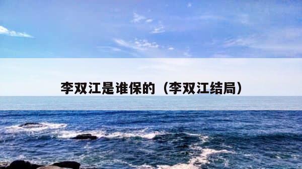 李双江是谁保的（李双江结局） 第1张