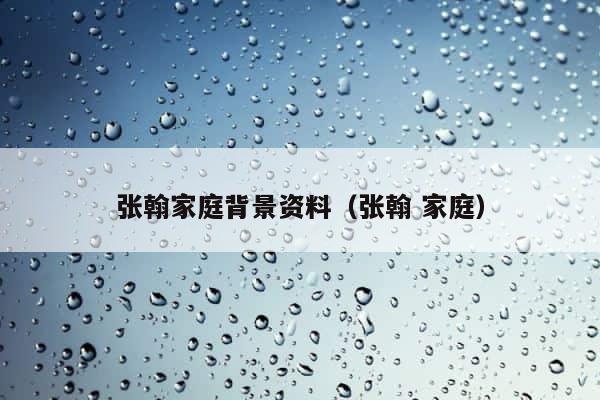 张翰家庭背景资料（张翰 家庭） 第1张