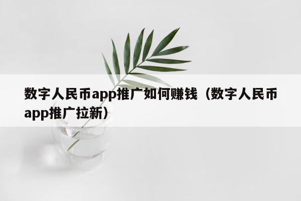 数字人民币app推广如何赚钱（数字人民币app推广拉新） 第1张