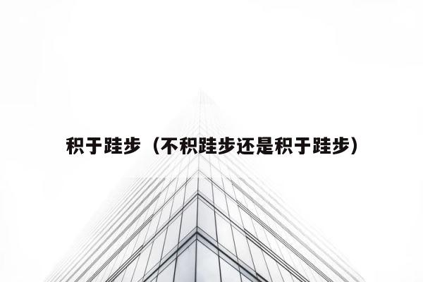 积于跬步（不积跬步还是积于跬步） 第1张