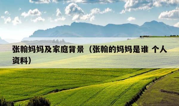 张翰妈妈及家庭背景（张翰的妈妈是谁 个人资料） 第1张