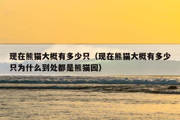 现在熊猫大概有多少只（现在熊猫大概有多少只为什么到处都是熊猫园） 第1张