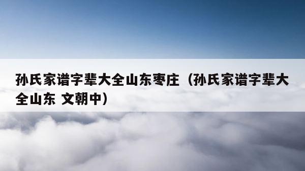 孙氏家谱字辈大全山东枣庄（孙氏家谱字辈大全山东 文朝中） 第1张