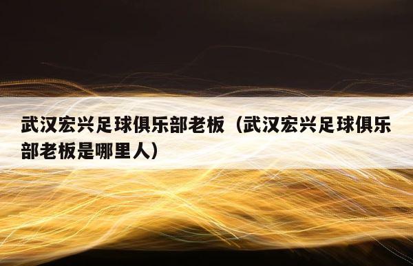 武汉宏兴足球俱乐部老板（武汉宏兴足球俱乐部老板是哪里人） 第1张