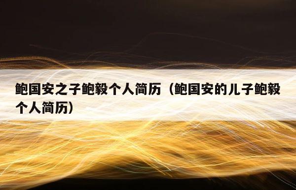 鲍国安之子鲍毅个人简历（鲍国安的儿子鲍毅个人简历） 第1张