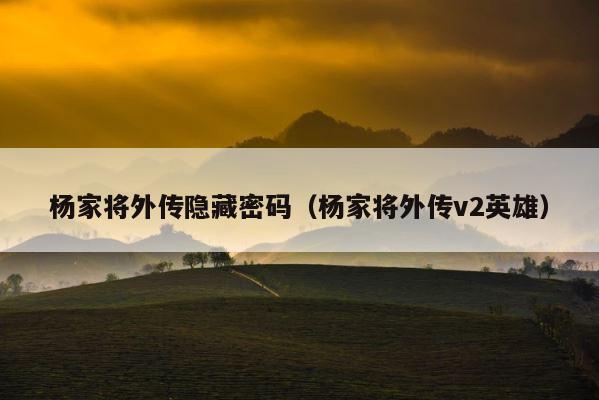 杨家将外传隐藏密码（杨家将外传v2英雄） 第1张