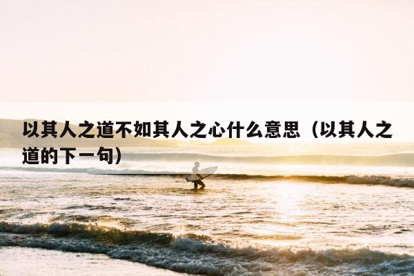 以其人之道不如其人之心什么意思（以其人之道的下一句） 第1张