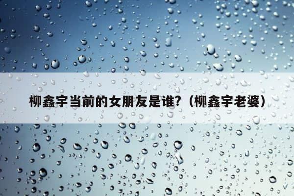 柳鑫宇当前的女朋友是谁?（柳鑫宇老婆） 第1张