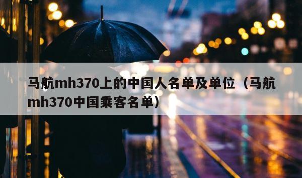 马航mh370上的中国人名单及单位（马航mh370中国乘客名单） 第1张