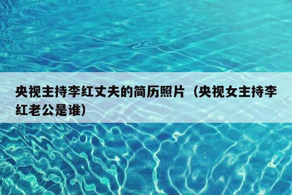 央视主持李红丈夫的简历照片（央视女主持李红老公是谁） 第1张