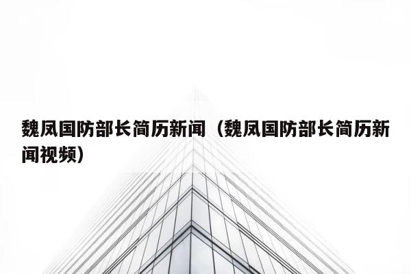 魏凤国防部长简历新闻（魏凤国防部长简历新闻视频） 第1张