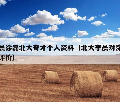 李晨涂磊北大奇才个人资料（北大李晨对涂磊的评价） 第1张