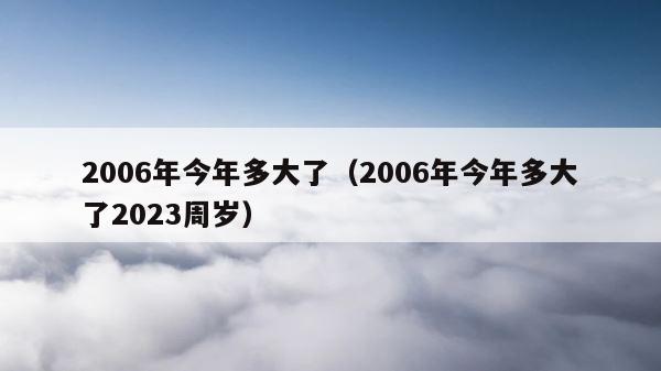 2006年今年多大了（2006年今年多大了2023周岁） 第1张
