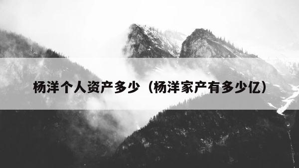 杨洋个人资产多少（杨洋家产有多少亿） 第1张