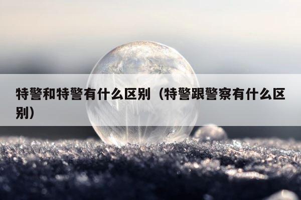 特警和特警有什么区别（特警跟警察有什么区别） 第1张