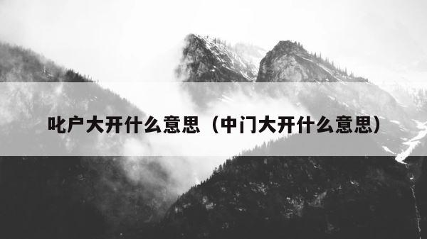 叱户大开什么意思（中门大开什么意思） 第1张