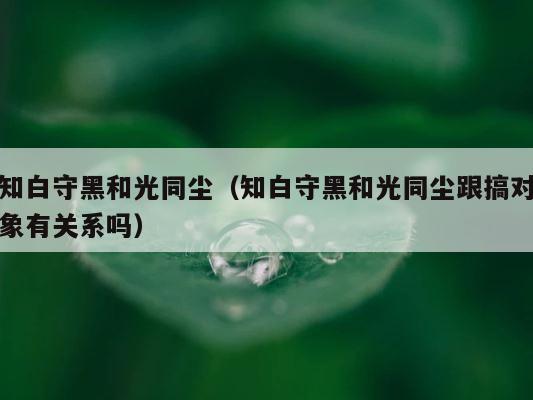 知白守黑和光同尘（知白守黑和光同尘跟搞对象有关系吗） 第1张