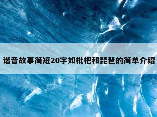 谐音故事简短20字如枇杷和琵琶的简单介绍 第1张