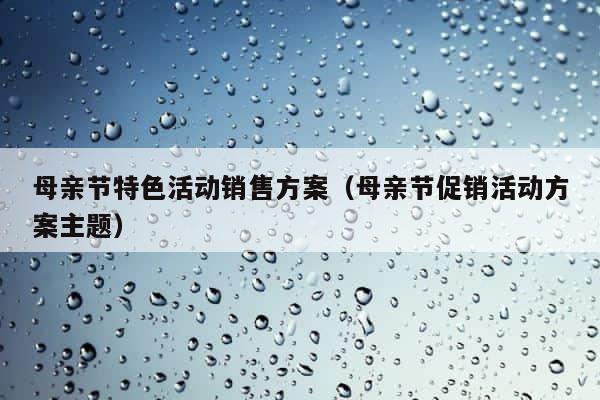 母亲节特色活动销售方案（母亲节促销活动方案主题） 第1张