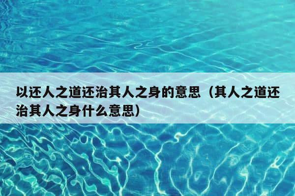 以还人之道还治其人之身的意思（其人之道还治其人之身什么意思） 第1张