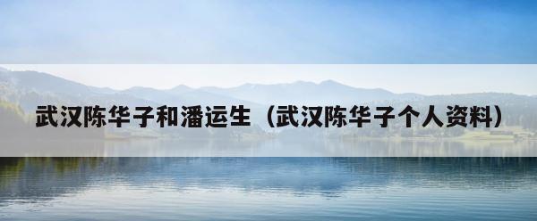 武汉陈华子和潘运生（武汉陈华子个人资料） 第1张