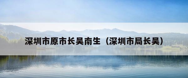 深圳市原市长吴南生（深圳市局长吴） 第1张