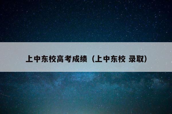 上中东校高考成绩（上中东校 录取） 第1张