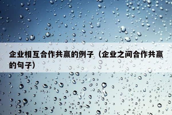 企业相互合作共赢的例子（企业之间合作共赢的句子） 第1张