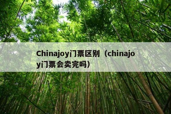 Chinajoy门票区别（chinajoy门票会卖完吗） 第1张