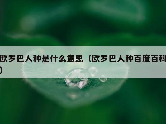 欧罗巴人种是什么意思（欧罗巴人种百度百科） 第1张