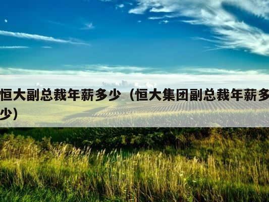 恒大副总裁年薪多少（恒大集团副总裁年薪多少） 第1张