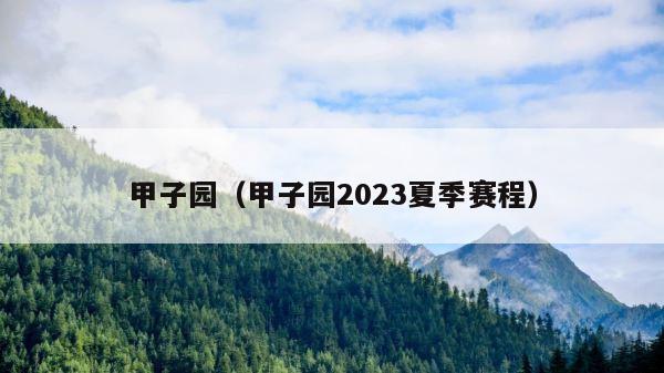 甲子园（甲子园2023夏季赛程） 第1张