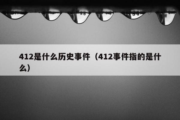 412是什么历史事件（412事件指的是什么） 第1张
