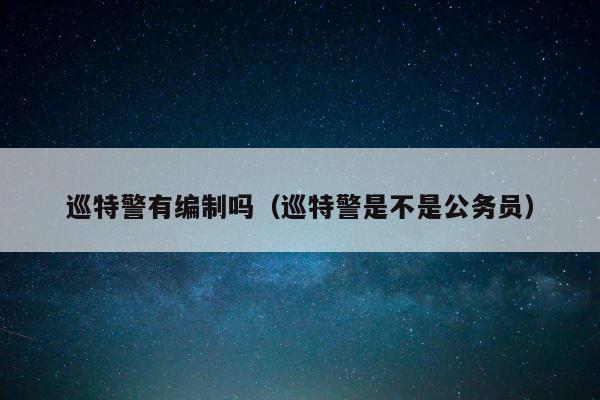 巡特警有编制吗（巡特警是不是公务员） 第1张