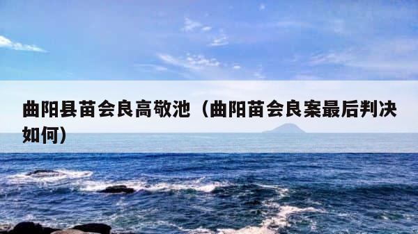曲阳县苗会良高敬池（曲阳苗会良案最后判决如何） 第1张
