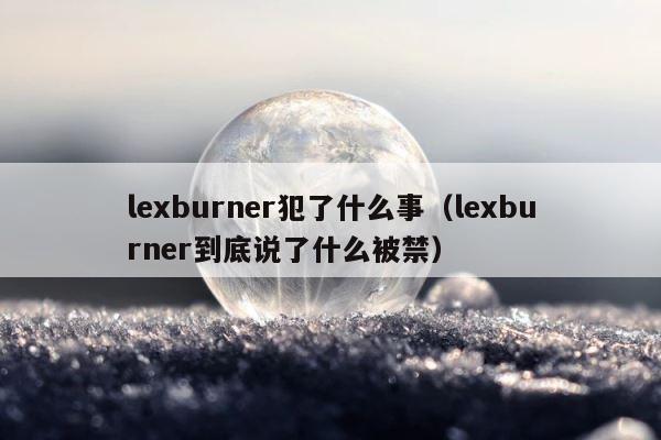 lexburner犯了什么事（lexburner到底说了什么被禁） 第1张