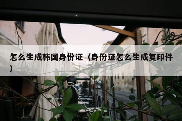 怎么生成韩国身份证（身份证怎么生成复印件） 第1张
